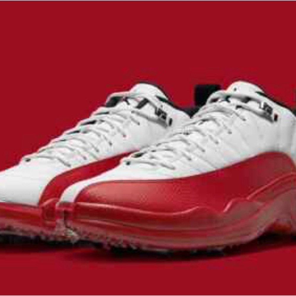 Nike Air Jordan 12 Low Golf  Cherry Shoe New Men’s 7  White And Red